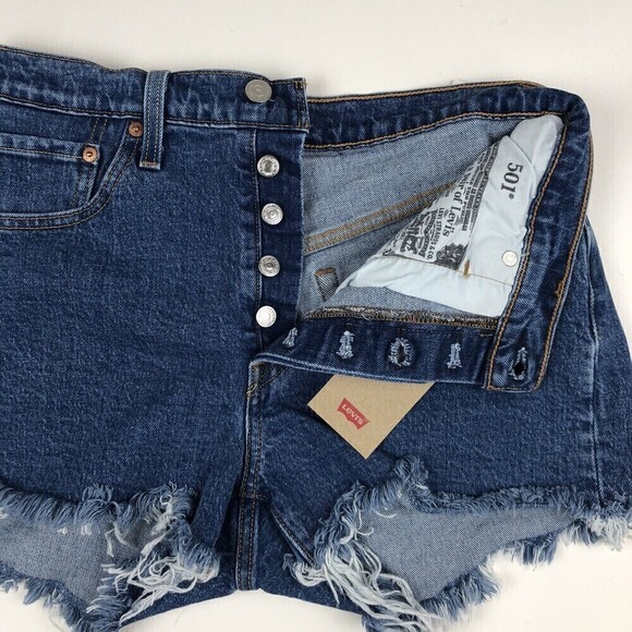 Levi's 501 jean shorts size 31 Denim Cutoff button Fly High Rise Jive Stone - Picture 4 of 12